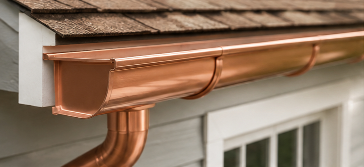 Half-round copper gutters for historic and premium homes