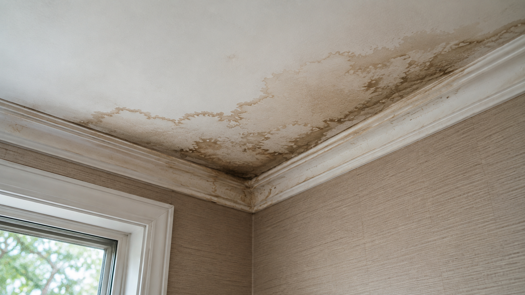 Water leak stain on a ceiling